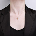 Metal Pendant Necklace with Four-Leaf Clover and Moissanite-0-2