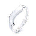 wholesale S925 Sterling Silver Korean Style Minimalist Ins Geometric Irregular Wave-shaped Trendy Open Ring-0-4