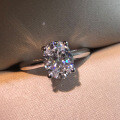 S925 Silver Oval Four-Prong Zirconia Women's Ring, Clearance Sale with Free Shipping-0-0