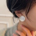 wholesale S925 Sterling Silver Geometric Disk Earrings with Stone Inlays for Women, Small Batch Fashion Design Earrings-0-1