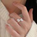 wholesale S925 Sterling Silver Bow Ring for Women, Minimalist, Bohemian-Style, Versatile Heart Ring, Korean New Edition-0-3