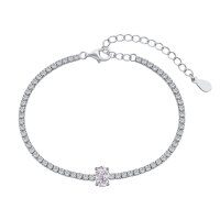 wholesale S925 Sterling Silver Cross-Border Hit Women's Tennis Bracelet Light Luxury 8A Ice-Cut Colored Oval Zircon Silver Bracelet Wholesale-DY150168 White Diamond &gt; 925 Silver