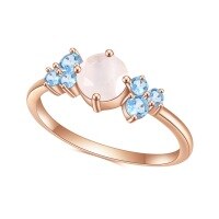 wholesale S925 sterling silver and rose gold plated natural moonstone ring, fashionable and luxurious-S925 silver + cream blue moonstone  US size 8
