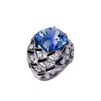 wholesale 925 Silver Gold-Plated Ring with High-Carbon Diamond and Royal Blue GRC Lab-Grown Sapphire Cushion Cut Luxury Jewelry for Women-GRC-cultivated sapphires  130 catties or less US size 8 (Hong Kong size 16-17 EU size 57) Ring length approximately 57 mm