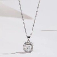 wholesale S925 Sterling Silver Maker's New Square Mixed Diamond CZ Pendant for Women, Elegant, Sophisticated, and Versatile Jewelry-Square Single Pendant>925 Silver