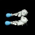 wholesale 925 Silver Gold-Plated Drop Chain Earrings with High-Carbon Diamonds, Cartier-Inspired Panther, Blue Turquoise, Versatile Jewelry for Women-0-3