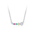 wholesale S925 Sterling Silver Wholesale Women's Exquisite Smile Rainbow Necklace With Colorful Zircon Inlay Collarbone Chain-0-0