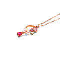 wholesale 925 Silver Japanese Rose Gold Floral Shell Pendant Necklace, New Drop-shaped Collarbone Chain for Women-0-4