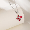 wholesale S925 Sterling Silver Light Luxury Style Four-Leaf Clover Pendant for Women with Inlaid Diamond Zirconia Small Collar Necklace Pendant Wholesale-0-1