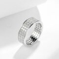 wholesale New S925 Silver Plated with 18K White Gold Three-Row Moissanite Full Diamond Band Ring Unisex Matching Set-0-3