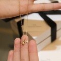 wholesale 18K gold-plated S925 sterling silver micro-paved diamond letter bear pendant necklace, a gift for bestie or girlfriend-0-3