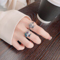 wholesale S925 Sterling Silver Retro Ethnic Style Resin Lucky Bag Lotus Koi Fish Ring with Auspicious Meaning Creative Index Finger Ring-0-3