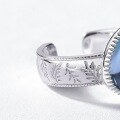 wholesale S925 Sterling Silver Japanese and Korean New Retro Light Luxury Jewelry Waterdrop Natural Sky Blue Topaz Ring Wholesale-0-4