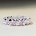 wholesale S925 Sterling Silver Rainbow Pink Full Diamond Ring Emerald Cut High Carbon Diamond Ring-0-3