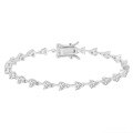 wholesale Sterling Silver, YUNQIAN New Style Zircon Heart-shaped Love Bracelet for Women, Simple and Fashionable Trendy Internet Famous Full-Single Row Diamond-0-0