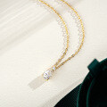 14K Gold Plated 925 Sterling Silver Full Moissanite Pendant Necklace-0-1
