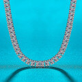 925 Silver One-Carat Moissanite Emerald Necklace with Full Pavé, Unisex Luxury Design-0-4