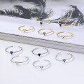 wholesale S925 Sterling Silver Women's Versatile Simple Small Love Heart Colored Zircon Ring, Adjustable Open Band-0-1