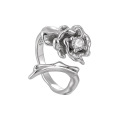 wholesale S925 Sterling Silver Korean Edition Minimalist Niche Luxury Diamond-Encrusted Thorn Rose Series Open Adjustable Ring for Women-0-4