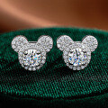 S925 Silver Mickey Mouse 05ct Moissanite Stud Earrings, New Classic Cute Fashion-0-4