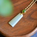 wholesale Silver-gilt and certified natural Hetian jade antique Chinese-style pendant with inlaid jade, Hanfu necklace ornament, Wushi plaque-0-6