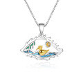 wholesale Designer-style high-end gemstone pendant "Lake in the Eyes" S925 silver enamel natural topaz necklace pendant-0-6