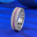 wholesale S925 Silver New Style Pink Beauty Ancient Method Wide-Band Diamond-Pointed Ring with Full Diamond Inlay, Xiaohongshu Model-0-1