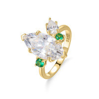 wholesale Gold, S925 Sterling Silver with Marquise Cut Moissanite 3 Carat Niche Ring, Certificate Included-3-carat moissanite ring  US size 8 (domestic size 17)