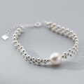 wholesale S925 Sterling Silver Swarovski Crystal Wide Round Bead Bracelet, Ins Style Fresh and Elegant Women's Accessory S6640-0-2