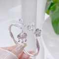 wholesale S9999 Pure Silver Plum Blossom Ruyi Bell Chinese Style Bracelet, Sweet and Lively Open Bangle for Girlfriend, Exquisitely Fairy-like-0-3
