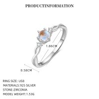 wholesale S925 Sterling Silver Couple Rings With Moonstone And Zircon, Featuring An Elegant Intertwined Line Design-K2398_White Gold Plated_US Size 8# 925 Silver