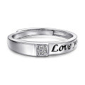 wholesale S925 Sterling Silver Love Heart Diamond Couple Rings Pair, Open-Ended Unisex Wedding Bands with Simulated Diamond Engraving-0-1
