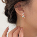wholesale S925 sterling silver double-layer small square earrings for women, Korean Dongdaemun new style, niche design, high-end earrings-0-2