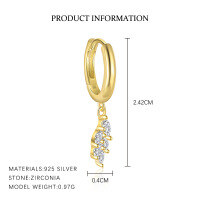 wholesale S925 Sterling Silver Bohemian Petal Earrings With Ultra-sparkling Zirconia, Minimalist Design-E5009-Gold/Single 925 Silver