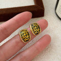 wholesale S925 Sterling Silver Geometric Leopard Print Stud Earrings for Women, Small and Chic Design, Trendy Ear Accessories-0-1