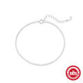 wholesale S925 Sterling Silver Sparkling Wave Chain Ankle Bracelet with Small Flower and Star Accents, Understated Luxury Basic Style-0-0