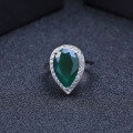 wholesale S925 Sterling Silver Women's Natural Gemstone Ring, Fashionable Luxurious Large Size Gemstone with Natural Green Agate-0-1