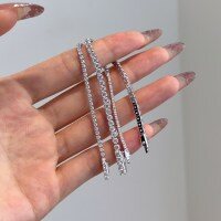 wholesale Metal Material: 925 Sterling Silver European and American cross-border fashion high-end sense clasp tennis bracelet 2mm 25mm 3mm zircon bracelet for women-DY150363-SW-WH#15 925 Silver