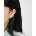 wholesale S925 Sterling Silver HED1110 Korean-style Versatile Silver Earring Ins Retro Geometric Square Shell Ear Studs for Women-0-3