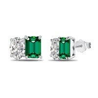 wholesale S925 Sterling Silver European and American INS-style Women's Earrings with Emerald Zircon Inlay, Elegant and Design-inspired Female Accessories for Wholesale-Platinum DY1D0298-SW-WG>925 Silver