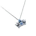 wholesale S925 Sterling Silver Aquamarine Crown Necklace for Women, Summer Luxury Small Design Collarbone Chain, New Trendy-0-4