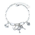 wholesale Sterling Silver S925 Korean Style Ins Heart Key Cross Multi-Component Personalized Bracelet Vintage Thai Silver Bracelet-0-4
