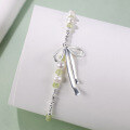 wholesale S925 Sterling Silver Pearl and Broken Silver Bracelet for Women, Minimalist Handmade Niche Sweet Bow Ribbon Bracelet-0-0
