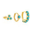wholesale S925 Sterling Silver Turquoise Versatile Hoop Earrings and Stud Set, Women's French Style INS Earrings-0-4