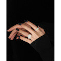 wholesale S925 sterling silver Korean version INS niche design double-layer wrapped wave texture textured open ring for women-0-3