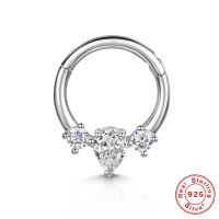 wholesale S925 Sterling Silver European and American Hot-Selling Light Luxury Multi-Diamond Zirconia Cartilage Nose Ring and Ear Clips-Single gold-style 1