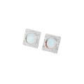 wholesale S925 Sterling Silver 442 Korean Version Ins Small and Minimalist Design Geometric Micro-Set Moonstone Textured Versatile Stud Earrings for Women-0-4