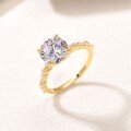 wholesale Gold S925 Silver Large Round Moissanite Ring with Waterdrop Accent Stones, eBay Best-Selling Women's Ring-0-1