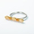 wholesale Silver-plated gold minimalist one-word style natural rutilated quartz and orange garnet gemstone ring for women, small and niche, vintage crystal ring-0-3