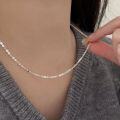 wholesale S925 Sterling Silver Wantaolian Flash Flake Plain Chain Necklace for Women, New Versatile Universal Collarbone Chain-0-0